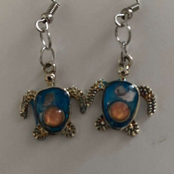 Colorful Turtle Dangle Earrings - Picture 3 of 3